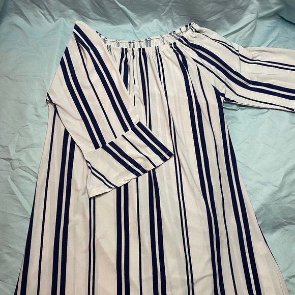 🍍🍍West Loop Navy Striped Tunic Dress - Picture 2 of 5